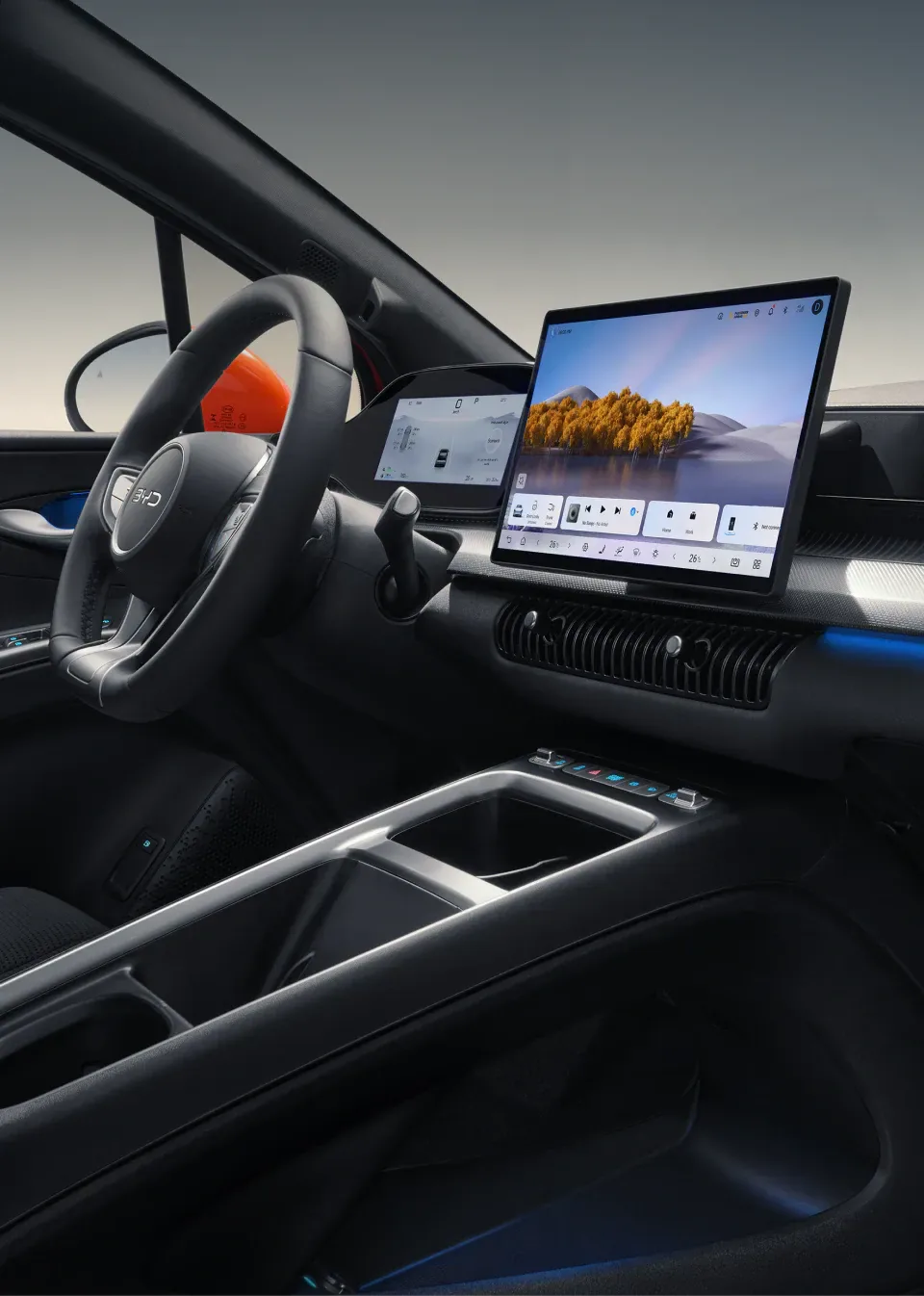 Salpicadero y pantalla central del BYD Dolphin G DM-i