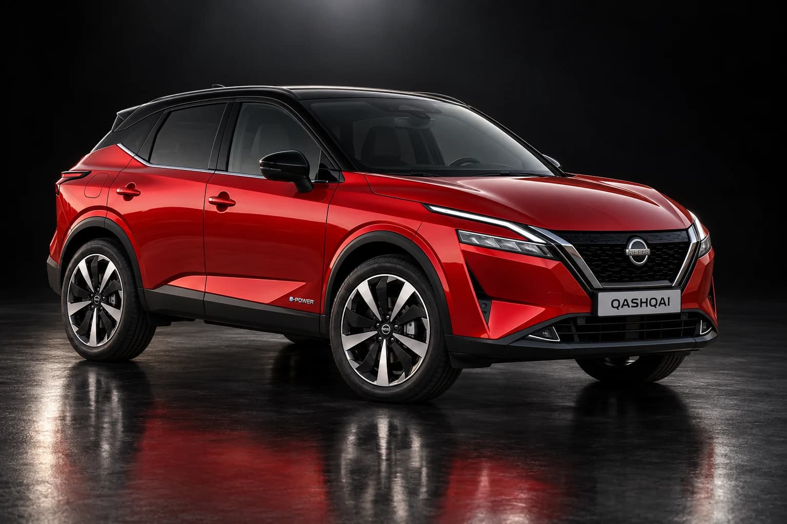 Nissan Qashqai rojo con techo negro en estudio (imagen orientativa)