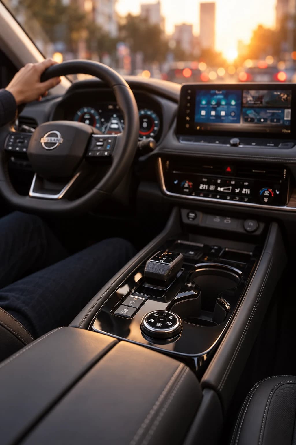 Interior del Nissan X-Trail con el selector del cambio automático (imagen orientativa)