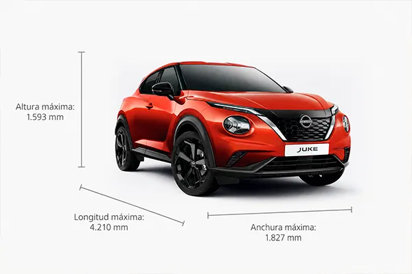 Foto con las medidas del Nissan Juke