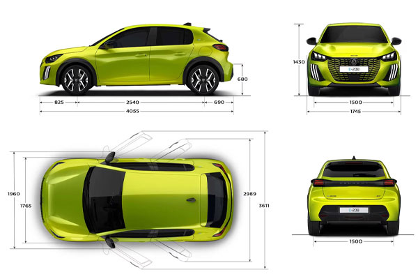 Medidas Peugeot e-208 Medidas Peugeot e-208