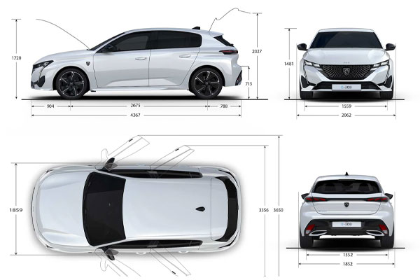 Medidas Peugeot e-308 Medidas Peugeot e-308