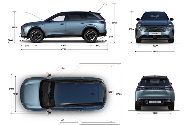 Medidas Peugeot e-5008 Medidas Peugeot e-5008