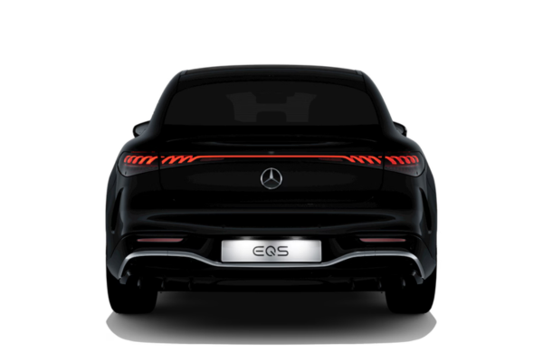 Mercedes EQS km0 en negro, vista trasera con piloto LED de lado a lado